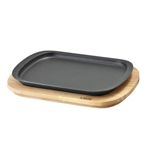 32x20 cm cast iron serving pan on a stand LAVA black