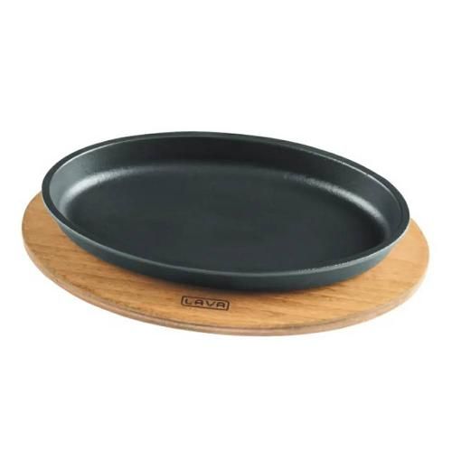 Cast iron serving pan on a stand 25x16 cm LAVA black