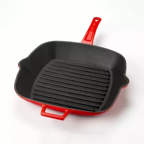 20x20 cm cast iron grill pan Lava red