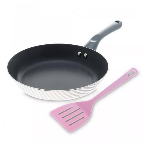 Frying pan with spatula 24 cm Kitchen Star gray-pink