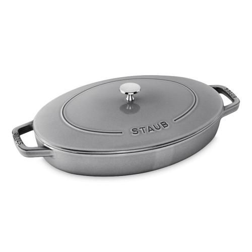 Frying pan with lid cast iron 33x23,4x10,7 cm 2,8 l Staub Specials gray