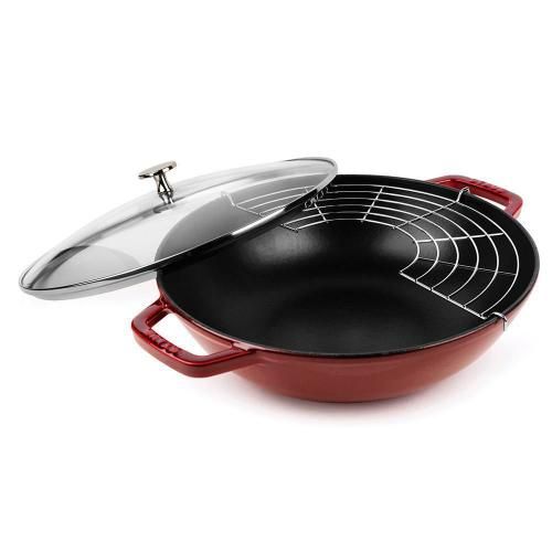 Wok with lid 30 cm 4,4 liters Staub Garnet