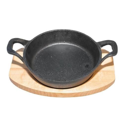 Round cast iron frying pan d 14 cm on wooden stand, P.L. - Proff Chef Line