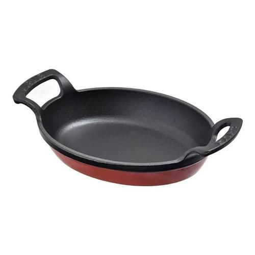 19x14 cm cast iron serving pan on a stand LAVA red