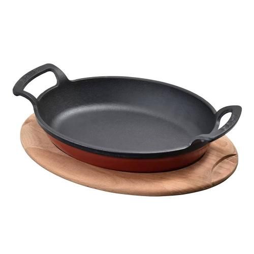 Serving pan cast iron on a stand 23x17 cm LAVA red