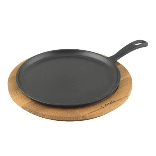 Serving pan 20 cm LAVA black cast iron pan on stand