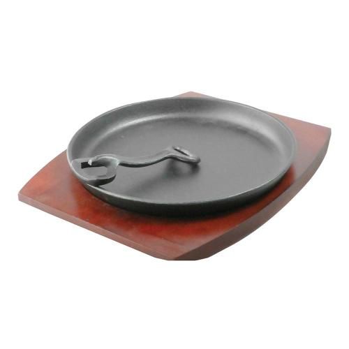 24 cm cast iron frying pan on wooden base with handle, burgundy, P.L. Proff Cuisine