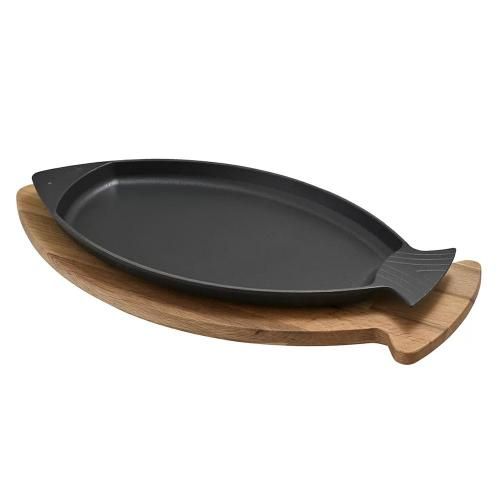 Serving pan cast iron on a stand 32x20 cm ТFishУ LAVA black