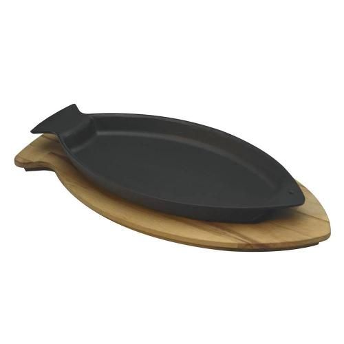 Serving pan cast iron on a stand 24x15 cm ТFishУ LAVA black