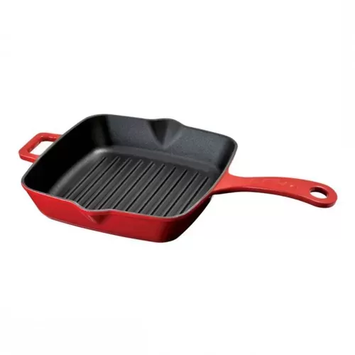 20x20 cm cast iron grill pan Lava red