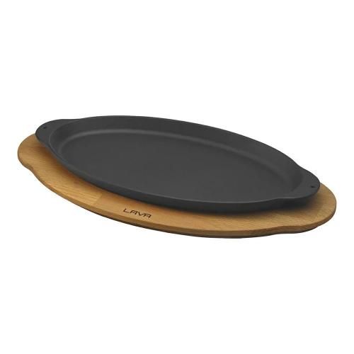 29x15 cm LAVA black cast iron serving pan on a stand