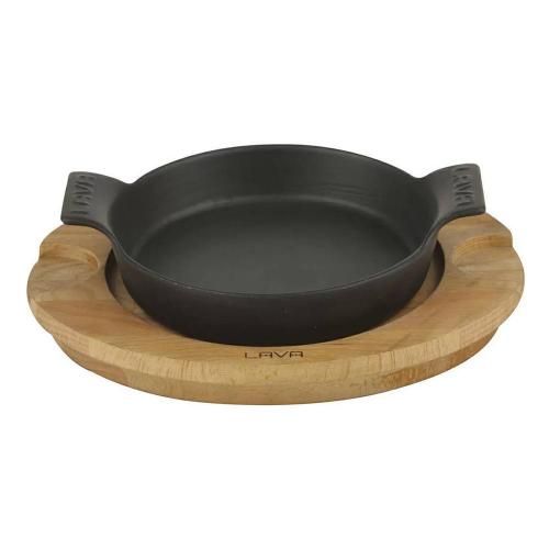 18 cm LAVA black cast iron serving pan on stand