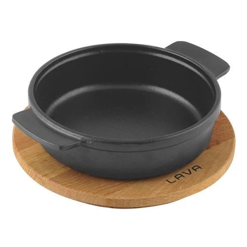 Serving pan 14 cm cast iron pan on a stand LAVA black