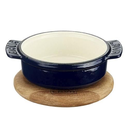 Serving pan 11 cm cast iron on a stand LAVA blue