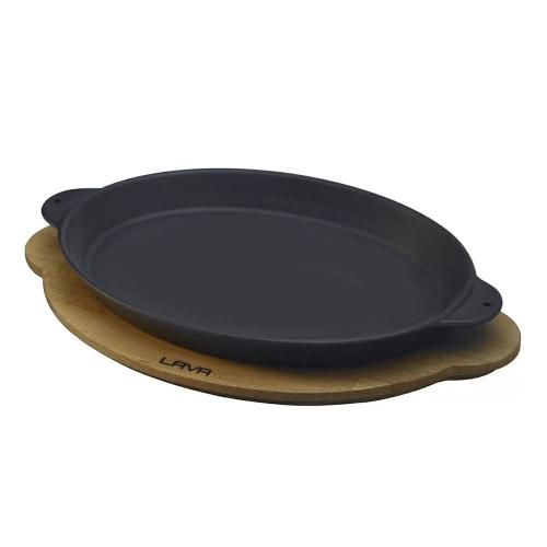 Serving pan 24,5x18 cm LAVA black cast iron on a stand