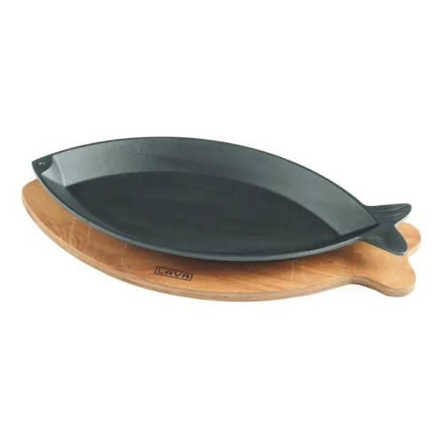 32x16 cm cast iron serving pan on a stand ТFishУ LAVA black