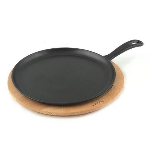 Serving pan cast iron on a stand 26 cm LAVA black