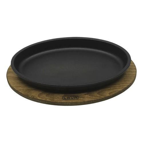 25x15 cm LAVA black cast iron serving pan on a stand