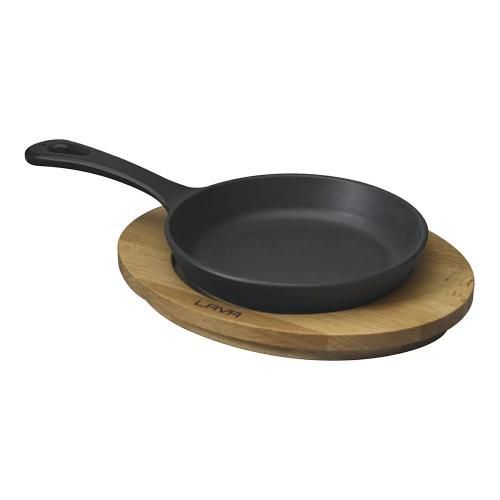 16 cm cast iron serving pan on a stand LAVA black