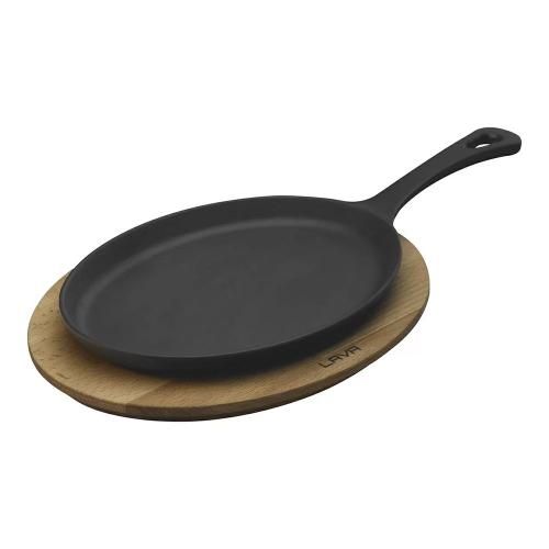 23x17 cm cast iron serving pan on a stand LAVA black