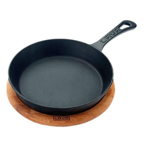 Serving pan 20 cm LAVA black cast iron pan on stand