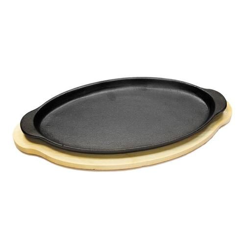 Oval frying pan on wooden base, 33*16 cm, cast iron, P.L. - Proff Chef Line